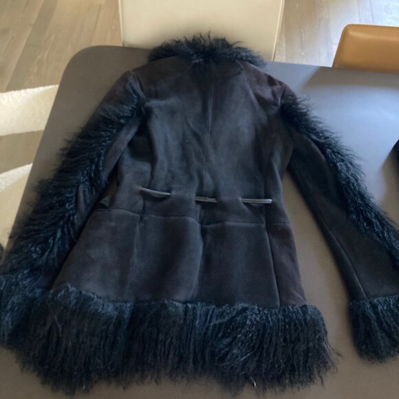 Gucci Tom Ford Era F/W 1999 Black Suede and Shearling Coat 90s Y2K Vintage - Picture 8 of 16